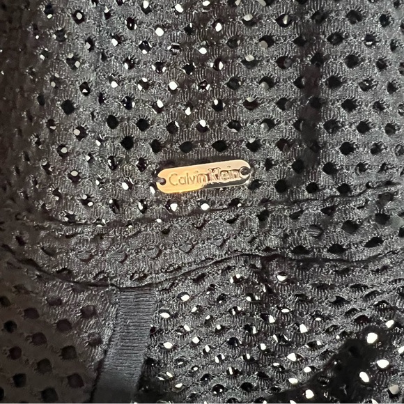 CALVIN KLEIN black sheer mesh swimsuit coverup bell sleeves large - Picture 9 of 11